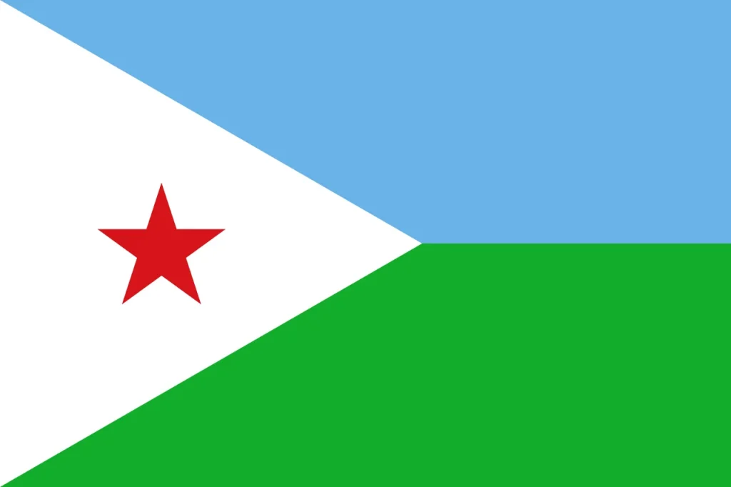 A bandeira do Djibuti consiste em duas faixas horizontais de igual largura