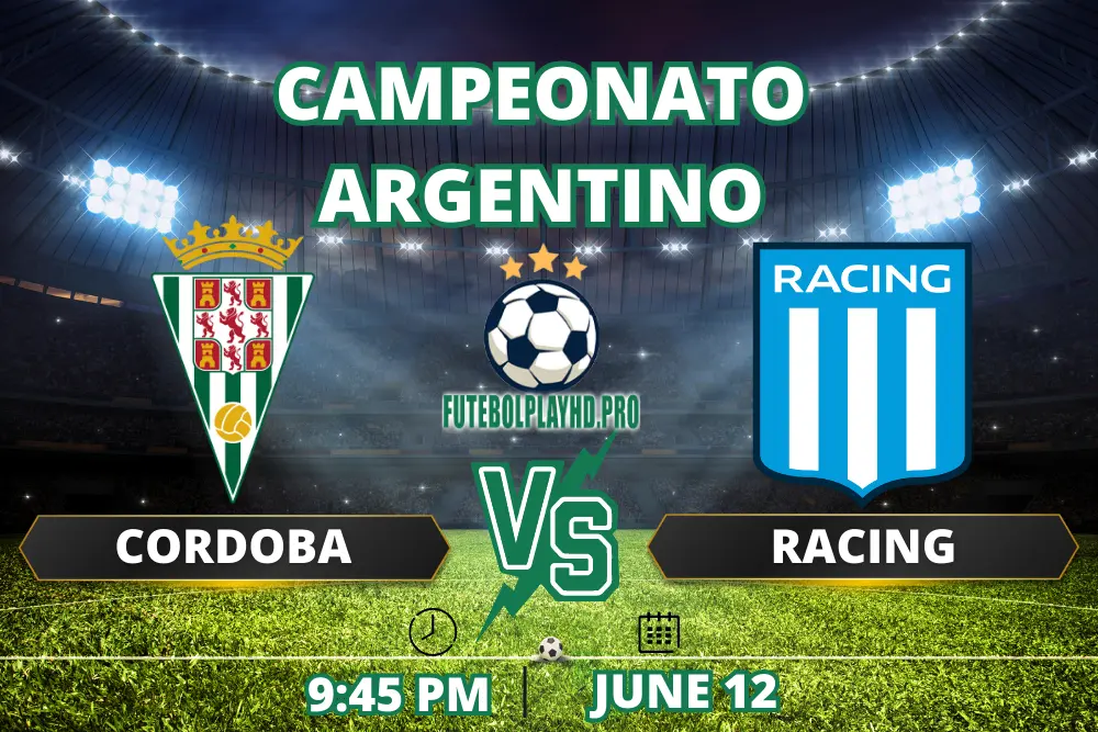 Central Córdoba vs. Racing Club na faixa de jogo do Campeonato Argentino.