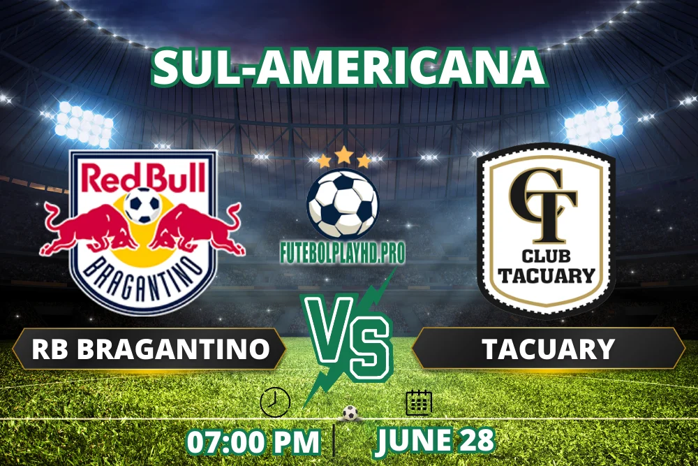 RB Bragantino e Tacuary lutam em uma partida de bandeiras sul-americanas.
