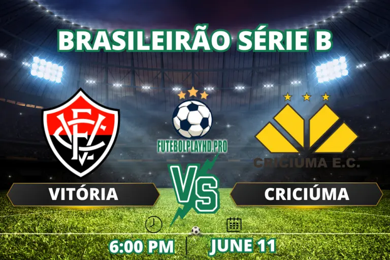 Vitória vs. Criciúma in the Brasileirão Série B match banner.
