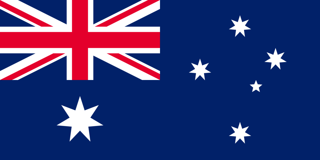 Bandeira australiana - Union Jack, Estrela da Commonwealth, Cruzeiro do Sul em campo azul