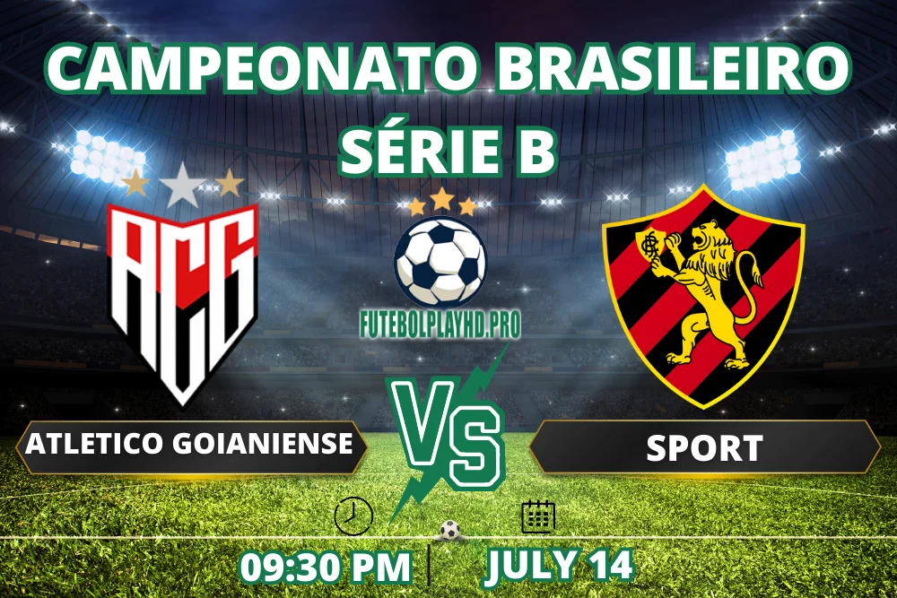 Banner de jogo de futebol Atlético GoianIense x Sport para a Série B do Campeonato Brasileiro