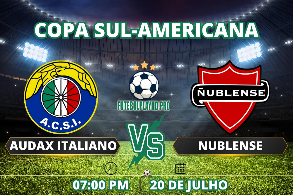 Banner de jogo de futebol Audax Italiano x Nublense para a Copa Sul-Americana