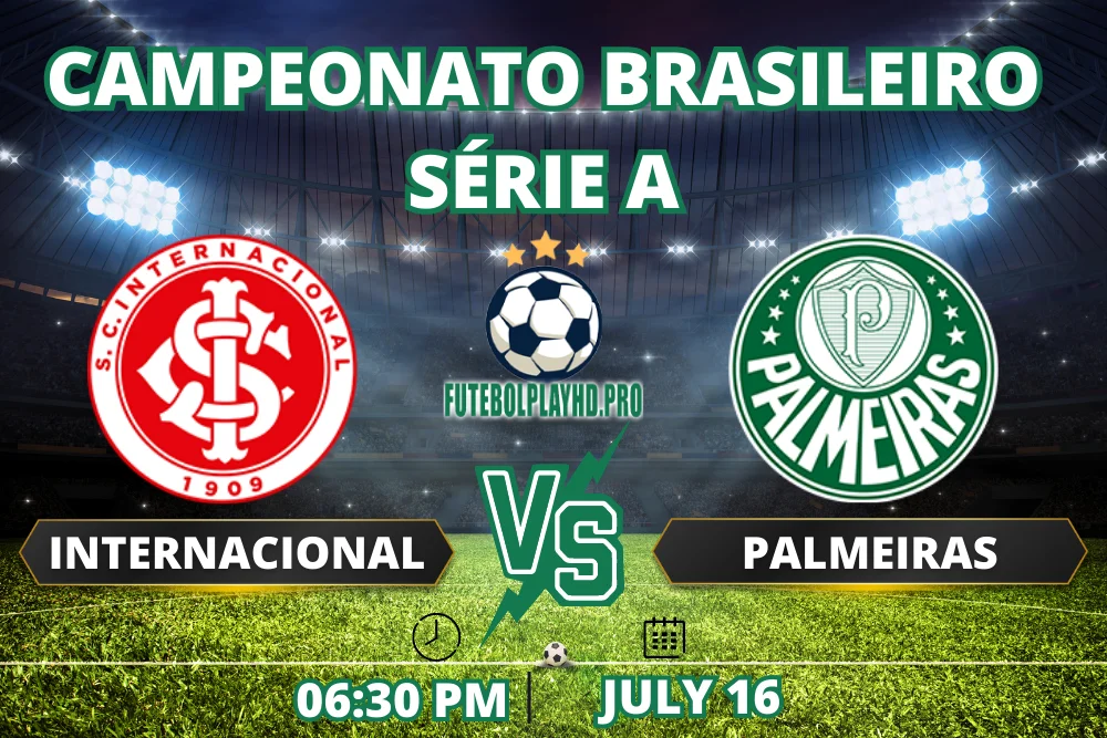 Banner de jogo de futebol Internacional x Palmeiras para a Série A do Campeonato Brasileiro