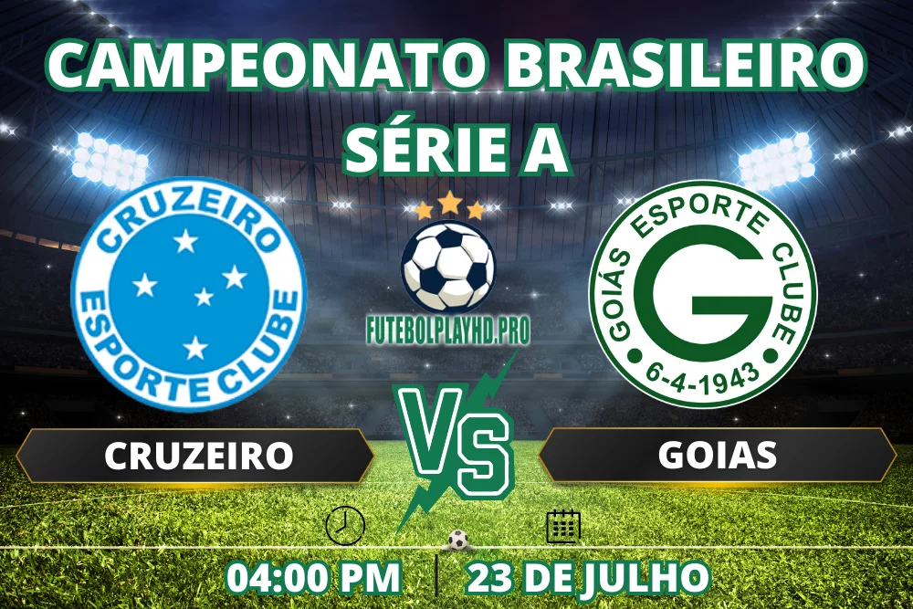 Banner do jogo de futebol Cruzeiro x Goiás pela Série A do Campeonato Brasileiro no playfutbol