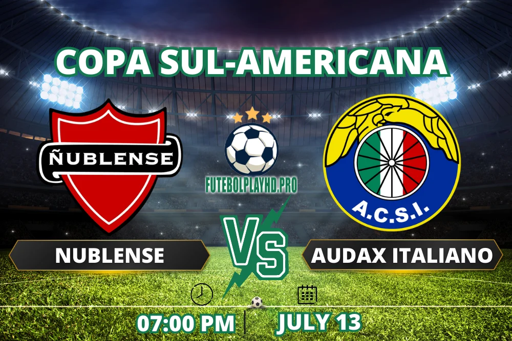 Banner do jogo de futebol Nublense x Audax Italiano para a Copa Sul-Americana no futebol players hd