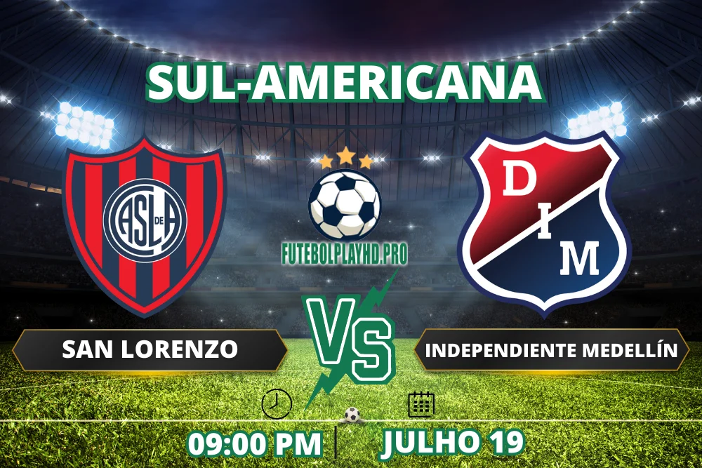 Banner do jogo de futebol San Lorenzo x Independiente Medellín para a Sul-Americana