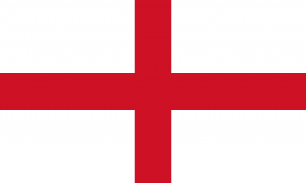Cruz vermelha da Inglaterra em uma bandeira branca.