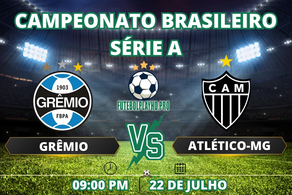Banner de jogo de futebol Grêmio x Atlético-MG para a Série A do Campeonato Brasileiro