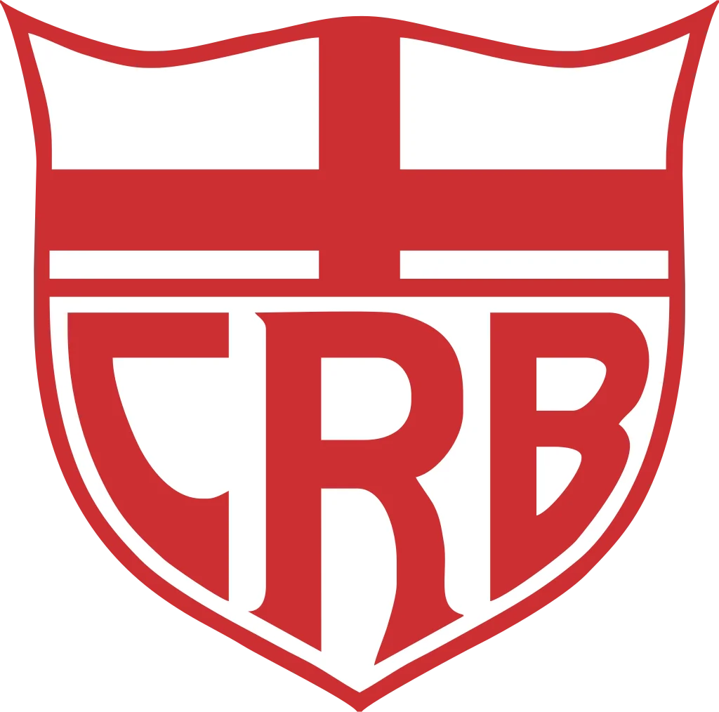 Uma coroa de louros dourada ao redor de um escudo azul com CRB em grandes letras brancas representa triunfo, honra e orgulho do clube.