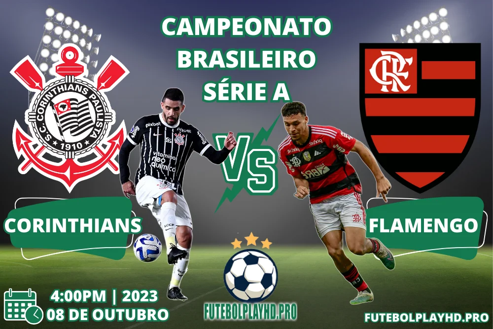 CORINTHIANS vs FLAMENGO football match banner for Campeonato Brasileiro Série A at futebol play hd